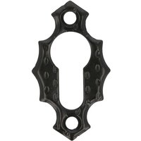 Ms Beschläge - Rosette schmiedeeisernes Design bb pz Tür-Möbelrosette Schlüsselrosette Schwarz Profilzylinder von MS BESCHLÄGE