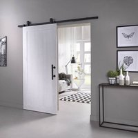 Ms Beschläge - Weiße Holzschiebetür Schiebetürsystem Komplett-Set diy Raumteiler Landhausstil Basic Top von MS BESCHLÄGE