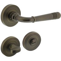 Ms Beschläge - Zamak Rosettengarnitur Türdrücker Fenstergriff Türbeschlag brüniert Rasterolive wc din Norm von MS BESCHLÄGE