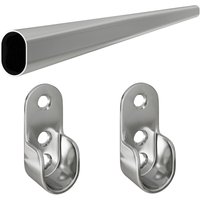 Ovale Kleiderstange 30x15mm Garderobenstange verchromt Wandhalter 1,15 Meter von MS BESCHLÄGE
