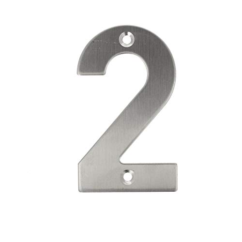 Edelstahl Hausnummern 0-9 Buchstaben A-I matt gebürstet Hauswandnummern Türnummern Türbeschriftung Ziffern Hausziffern Zahlen (Zahl 2) von MS Beschläge