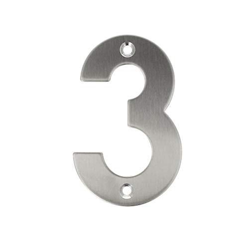 Edelstahl Hausnummern 0-9 Buchstaben A-I matt gebürstet Hauswandnummern Türnummern Türbeschriftung Ziffern Hausziffern Zahlen (Zahl 3) von MS Beschläge