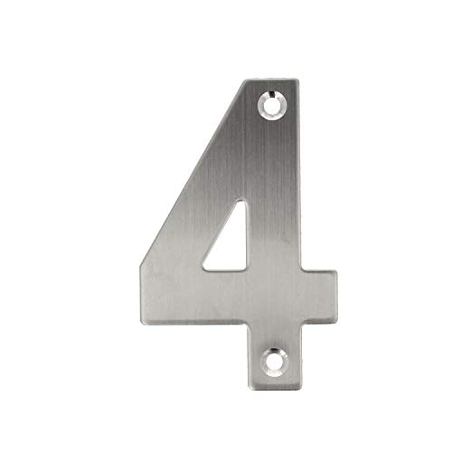 Edelstahl Hausnummern 0-9 Buchstaben A-I matt gebürstet Hauswandnummern Türnummern Türbeschriftung Ziffern Hausziffern Zahlen (Zahl 4) von MS Beschläge
