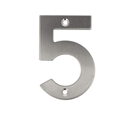 Edelstahl Hausnummern 0-9 Buchstaben A-I matt gebürstet Hauswandnummern Türnummern Türbeschriftung Ziffern Hausziffern Zahlen (Zahl 5) von MS Beschläge