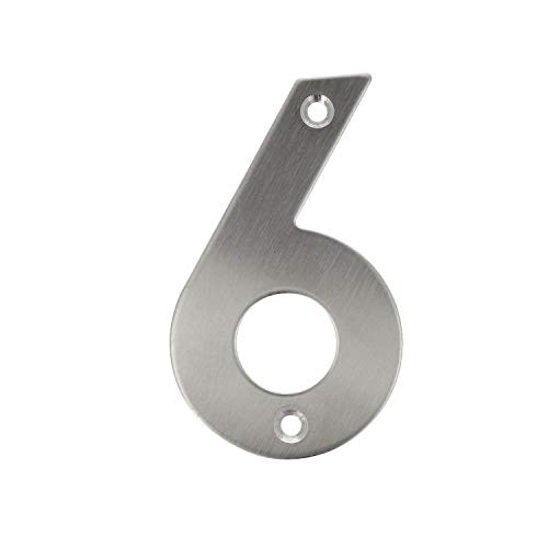 Edelstahl Hausnummern 0-9 Buchstaben A-I matt gebürstet Hauswandnummern Türnummern Türbeschriftung Ziffern Hausziffern Zahlen (Zahl 6) von MS Beschläge