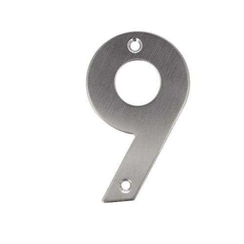 Edelstahl Hausnummern 0-9 Buchstaben A-I matt gebürstet Hauswandnummern Türnummern Türbeschriftung Ziffern Hausziffern Zahlen (Zahl 9) von MS Beschläge