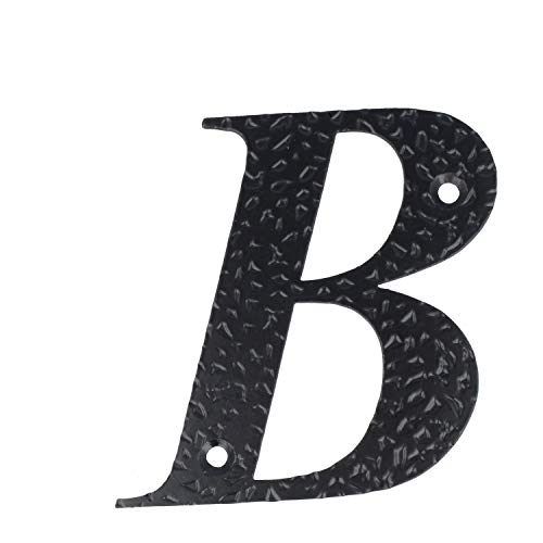 Hausnummern 0-9 Buchstaben A-H schwarz beschichtet Hausziffern Hauswandnummern Wandnummern Zimmertürnummern Landhaus-Stil schmiedeeiserne Optik (Buchstabe B) von MS Beschläge