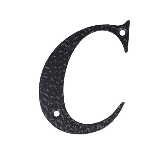 Hausnummern 0-9 Buchstaben A-H schwarz beschichtet Hausziffern Hauswandnummern Wandnummern Zimmertürnummern Landhaus-Stil schmiedeeiserne Optik (Buchstabe C) von MS Beschläge