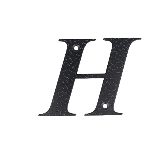 Hausnummern 0-9 Buchstaben A-H schwarz beschichtet Hausziffern Hauswandnummern Wandnummern Zimmertürnummern Landhaus-Stil schmiedeeiserne Optik (Buchstabe H) von MS Beschläge