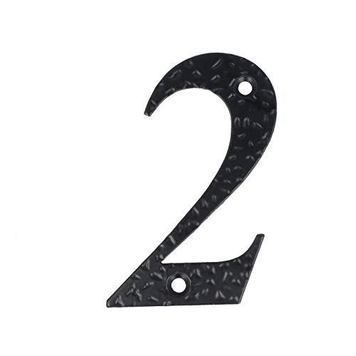Hausnummern 0-9 Buchstaben A-H schwarz beschichtet Hausziffern Hauswandnummern Wandnummern Zimmertürnummern Landhaus-Stil schmiedeeiserne Optik (Zahl 2) von MS Beschläge