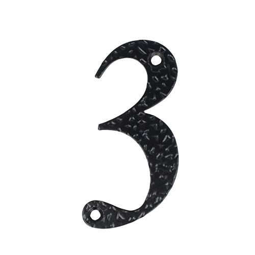 Hausnummern 0-9 Buchstaben A-H schwarz beschichtet Hausziffern Hauswandnummern Wandnummern Zimmertürnummern Landhaus-Stil schmiedeeiserne Optik (Zahl 3) von MS Beschläge
