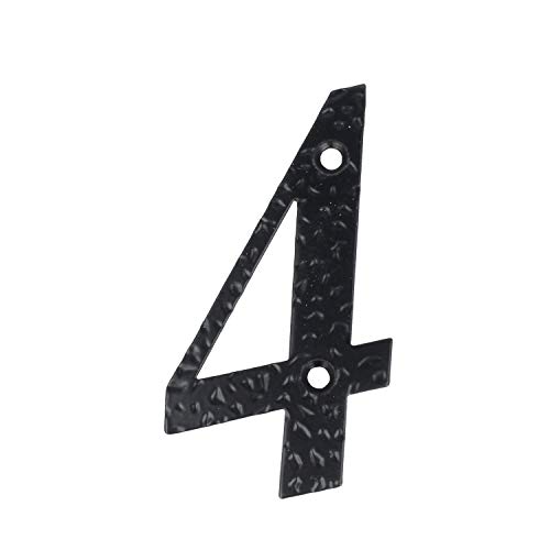 Hausnummern 0-9 Buchstaben A-H schwarz beschichtet Hausziffern Hauswandnummern Wandnummern Zimmertürnummern Landhaus-Stil schmiedeeiserne Optik (Zahl 4) von MS Beschläge