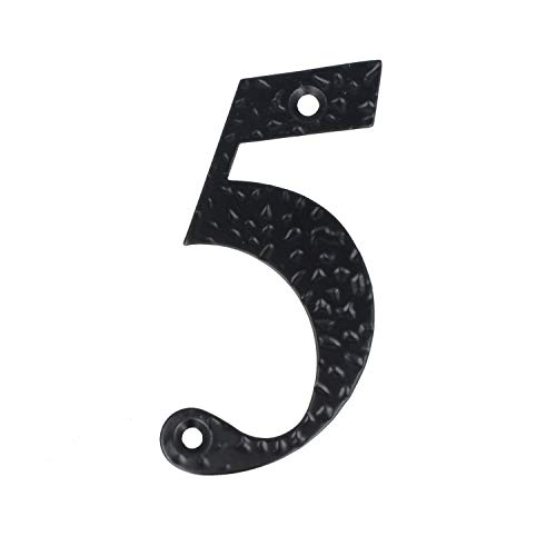 Hausnummern 0-9 Buchstaben A-H schwarz beschichtet Hausziffern Hauswandnummern Wandnummern Zimmertürnummern Landhaus-Stil schmiedeeiserne Optik (Zahl 5) von MS Beschläge