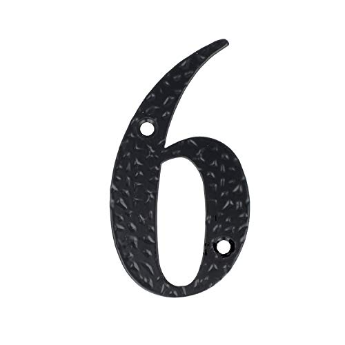 Hausnummern 0-9 Buchstaben A-H schwarz beschichtet Hausziffern Hauswandnummern Wandnummern Zimmertürnummern Landhaus-Stil schmiedeeiserne Optik (Zahl 6) von MS Beschläge