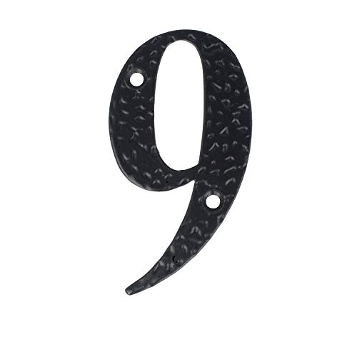 Hausnummern 0-9 Buchstaben A-H schwarz beschichtet Hausziffern Hauswandnummern Wandnummern Zimmertürnummern Landhaus-Stil schmiedeeiserne Optik (Zahl 9) von MS Beschläge