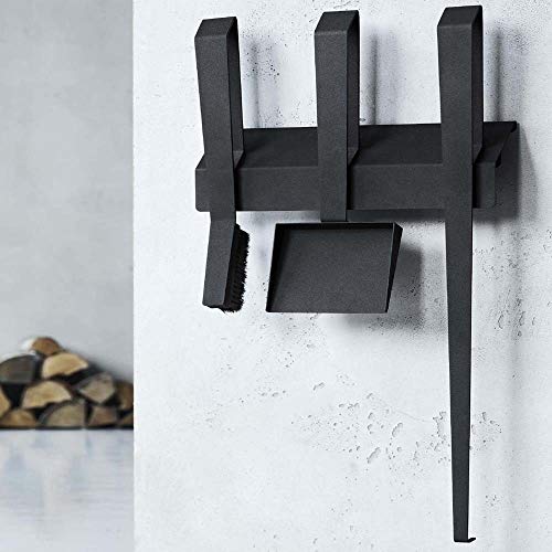 Kaminbesteck Ofenbesteck Wandmontage Ofenset Schwarz beschichtet Stahl 3-teilig von MS Beschläge