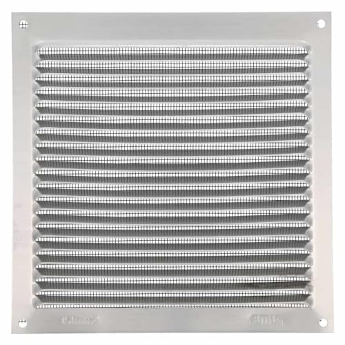 Lüftungsgitter mit Netz Silber eloxiert F1 Insektenschutzgitter Stegblech Heizungsdeckel Insektenschutz Abluftgitter Lüftung aus Aluminium in diversen Größen (170mm x 170mm) von MS Beschläge