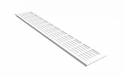 MS Beschläge Aluminium Lüftungsgitter Weiß RAL9016 Stegblech 100mm breit Verkehrsweiß Heizungsabdeckung pulverbeschichtet Ab- Zuluftgitter 30x5mm Lochung Türgitter (Länge 400mm) von MS Beschläge