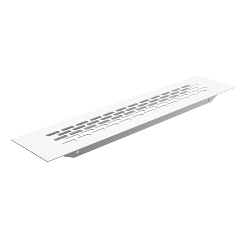 MS Beschläge Aluminium Stegblech 60mm x 245mm ovale Lochung Lüftungsgitter Lochgitter Belüftungsgitter Türgitter Heizungsabdeckung Türlüftung (Weiß lackiert) von MS Beschläge