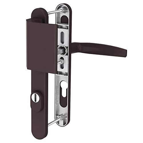 MS Beschläge Aluminium Türdrücker 72mm Abstand Schmalrahmengarnitur mit Kernziehschutz Braun RAL8019 Schutzbeschlag Wechselgarnitur Türgriff (Stossgriff/Drücker, Türstärke 71-86mm) von MS Beschläge