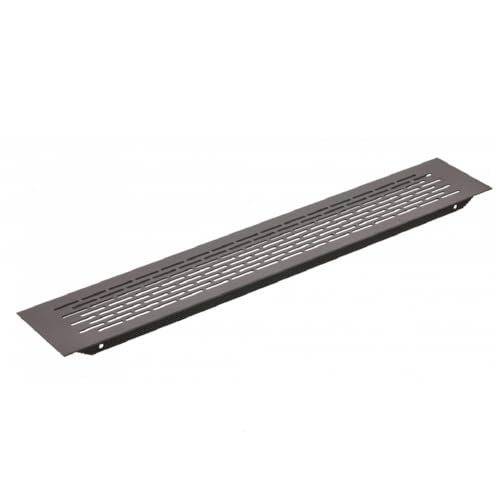 MS Beschläge Aluminiumgitter Lüftungsgitter ovale Lochung Stegblech 80mm x 480mm Heizungsabdeckung Türgitter Arbeitsplatten-Belüftung (Schwarz eloxiert) von MS Beschläge