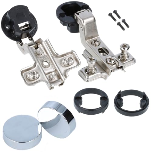 MS Beschläge Glastür-Topfband 1 Paar Glastürscharniere Ø 26mm Chrom glänzend Topfbandabdeckung Vitrinenscharnier Schrankscharnier Möbelscharnier (Rund, Innenanschlag) von MS Beschläge