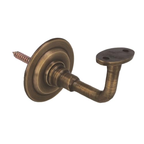 MS Beschläge Handlaufstütze massiv Messing Handlaufhalter flacher gerader Sattel Handlaufträger Handlaufauflage Ø 70mm Grundplatte Geländerstütze (Messing brüniert) von MS Beschläge