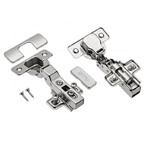 MS Beschläge Topfband Ø 35mm Möbelscharnier Türscharnier Prestige mit Soft Close Funktion Topfscharnier Kreuzplatte Möbelzubehör (Mittelanschlag) von MS Beschläge