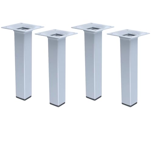 MS Beschläge Möbelstempel Möbelfuss Silber eckig Tischbein Tischstempel 25x25mm Schrankfuss einzeln oder 4er Set Couchfuss Metall Möbelbein (4, 150mm) von MS Beschläge
