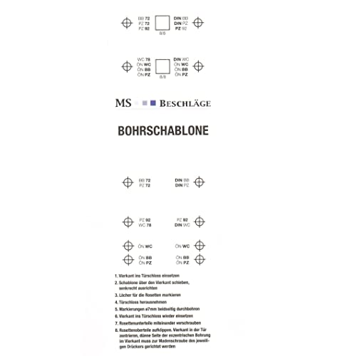 MS Beschläge Perfekte Türdrücker-Montage Präzise Bohrschablone aus Papier für schnelle, einfache und professionelle Ergebnisse von MS Beschläge