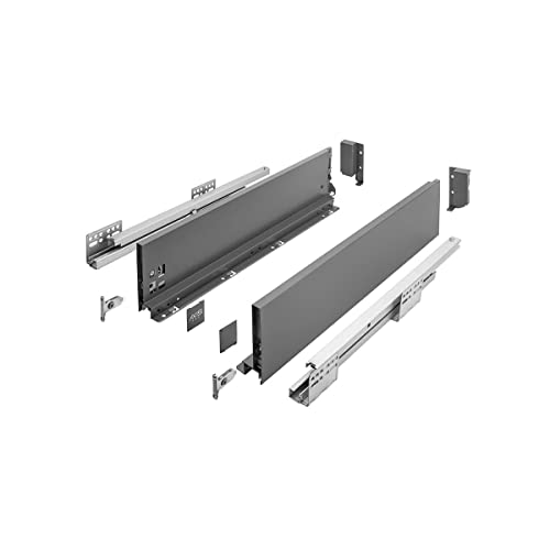 MS Beschläge Push to Open Schubladensystem Anthrazit Unterflurführung Schubkastensystem Vollauszug Schubladenauszug Schubladen-Set (Länge: 500mm, Höhe: 120mm) von MS Beschläge