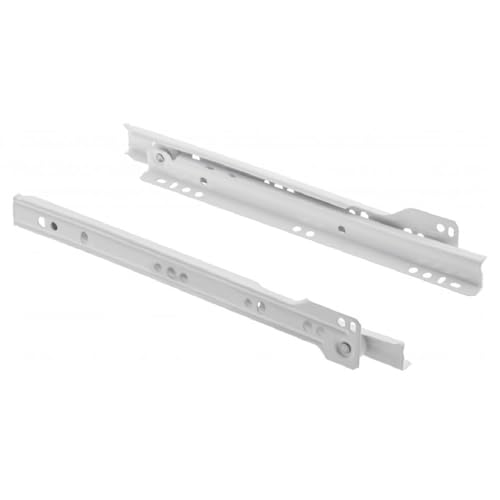 MS Beschläge Rollschubführung 1 Paar Rollenführungen Weiß pulverbeschichtet Schubladenauszug Schubladenschienen Teilauszug Stahl Schubladen-Gleitführungen (Länge 250mm) von MS Beschläge