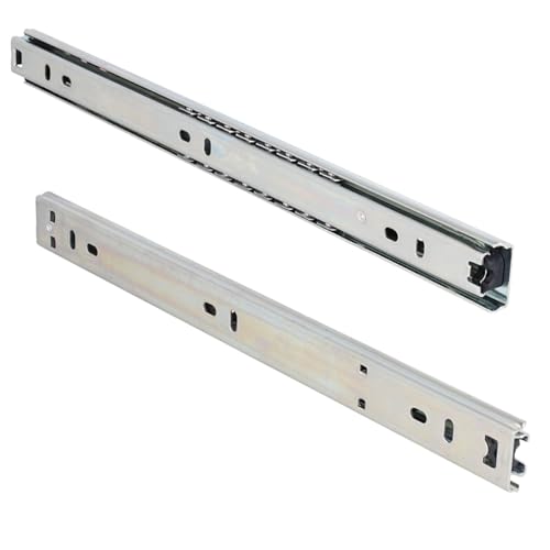 MS Beschläge Schubladenauszug 27mm Höhe – Kugelführung für sanften Lauf – Teleskopschiene aus verzinktem Stahl – 1 Paar Schubladenführungen – Auszugsschienen – Leichtgängige Führungsschiene (450mm) von MS Beschläge