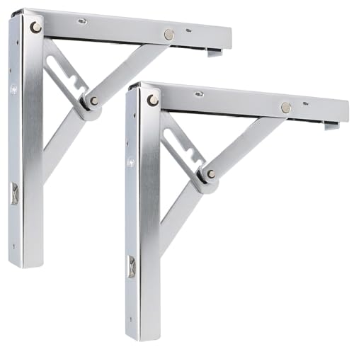 MS Beschläge Schwerlast Klappkonsole 1 Paar Stahl Regalträger 3-stufig einstellbar Klapptischhalter Regalbodenhalter Klappwinkel DIY Stützhalterung (Chrom glänzend, 405mm x 405mm) von MS Beschläge