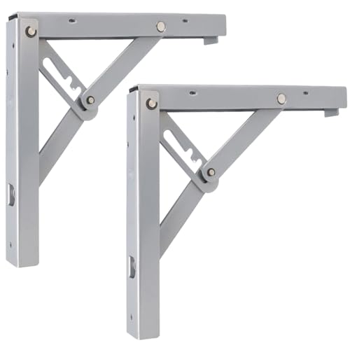MS Beschläge Schwerlast Klappkonsole 1 Paar Stahl Regalträger 3-stufig einstellbar Klapptischhalter Regalbodenhalter Klappwinkel DIY Stützhalterung (Silbergrau, 405mm x 405mm) von MS Beschläge