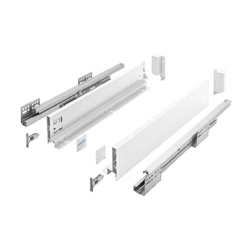 MS Beschläge Stahl Schubkastensystem Weiß Schubladen-Set Schubladensystem 40kg Traglast Unterflurführung Vollauszug Soft Close Schubladenauszug (Länge: 300mm, Höhe: 86mm) von MS Beschläge