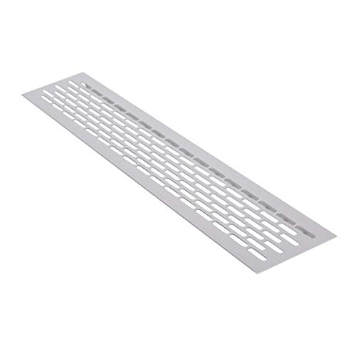 MS Beschläge Stegblech 80mm x 480mm ovale versetzte Lochung Aluminium Lüftungsgitter Belüftungsgitter Heizungsabdeckung Silber Heizungsgitter Türgitter Aluminiumgitter Lüftungsblech von MS Beschläge