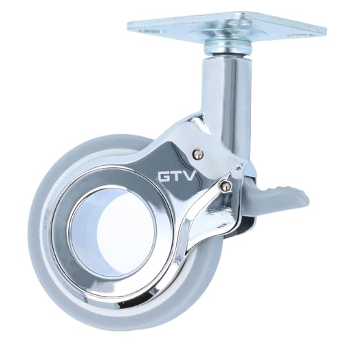 MS Beschläge hochwertige Möbeltransportrolle bodenschonend Möbelrolle Grau Laufrolle Chrom glänzendes Gehäuse 360° drehbare Montageplatte Design-Lenkrolle (Ø 60mm, mit Bremse) von MS Beschläge