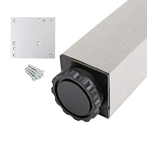 Möbelfuss Eckig 60 x 60mm Edelstahl Optik Höhe 710mm Tischbein aus Aluminium von MS-Beschläge