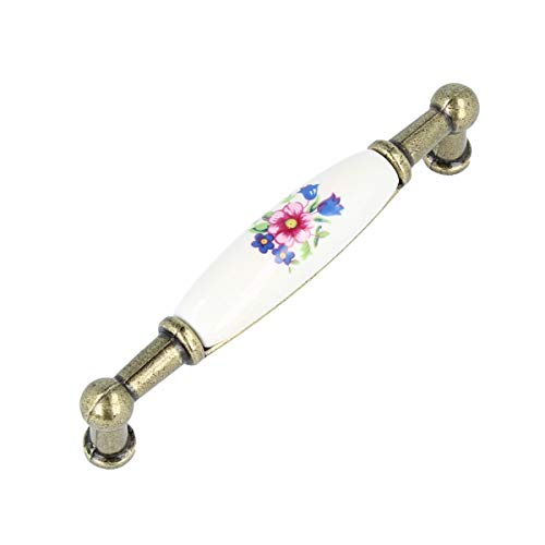 Möbelgriff Schrankgriff Porzellan Küchengriff Metall Vintage Lochabstand 96mm Blume von MS Beschläge