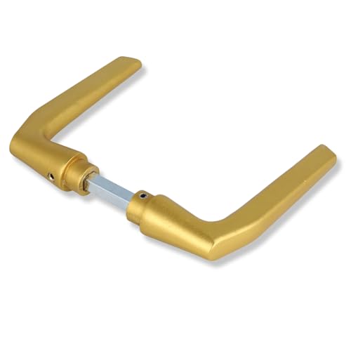 MS Beschläge Türdrücker Türbeschlag Drückerpaar Drückerlochteil Griffpaar Aluminium Gold eloxiert 8mm Vierkant Tüklinkenpaar Ersatzdrücker Renovierungsdrücker von MS Beschläge