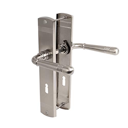 Türgriff Türklinke Türbeschlag Griff Schutzbeschlag Türdrücker in Nickel matt Drückergarnitur (Buntbart) von MS Beschläge