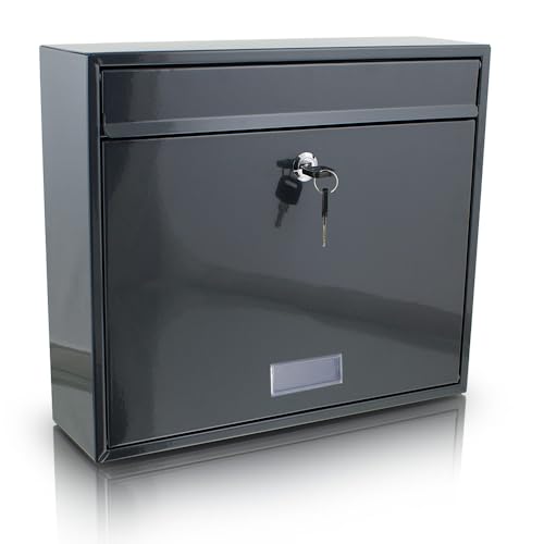 Briefkasten Wandbriefkasten Postkasten Metall mit Fronteinwurf Dunkelgrau Anthrazit von MS-Point