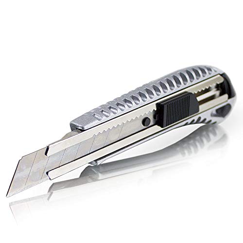 Cuttermesser Teppichmesser Kartonmesser Aluminium inklusive Cutterklingen 18mm (20 Messer) von MS-Point