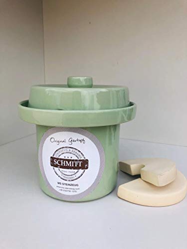 MS Steinzeug Gärtopf Mini Fermentation 1 Liter pastellgrün Milchsäuregärung Konservieren Einmachen gesunde Ernährung Vitaminbooster optimal für Vegetarier von MS Steinzeug
