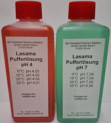 Lasama Pufferlösung/Eichlösung Set je 1000 ml pH4 + pH7 Kalibrierlösung von Lasama