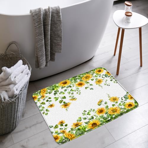 MSAYNFG Badematte mit Sonnenblumenblättern, Aquarell, Pflanzen, Gelb, Blumenmuster, üppig, botanisch, Natur, Garten, Badezimmer, Badewanne, Bodenbereich, Teppich, Fußmatte, WC-Dekor (45,7 x 76,2 cm) MSAYNFG Badematte mit Sonnenblumenblättern, Aquarell, Pflanzen, Gelb, Blumenmuster, üppig, botanisch, Natur, Garten, Badezimmer, Badewanne, Bodenbereich, Teppich, Fußmatte, WC-Dekor (45,7 x 76,2 cm) von MSAYNFG