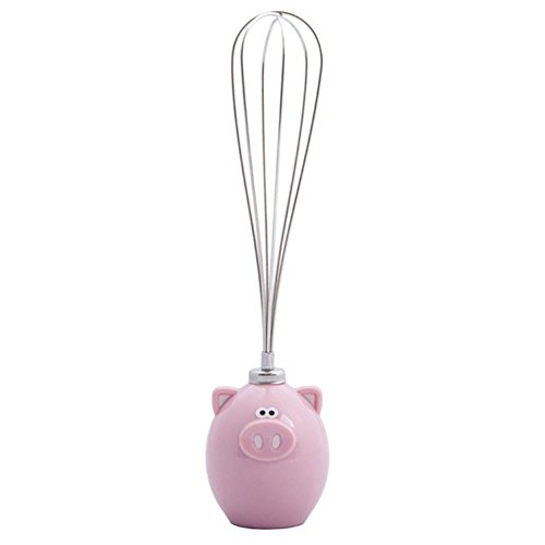 Joie Schneebesen mit Schweinchenmotiv, Edelstahl, Rose, Piggy Egg Whisk von Joie