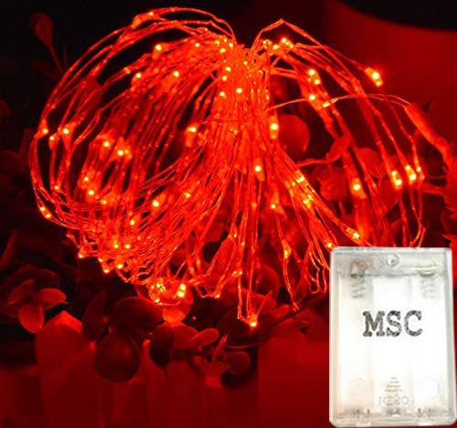 MSC Lichterkette mit 100 LEDs, batteriebetrieben, 10 m, Rot von MSC