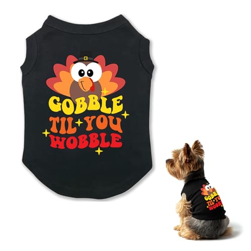 Thanksgiving-Hunde-Shirts für kleine und mittelgroße Hunde, Türkei, bedruckte Kleidung für Thanksgiving-Outfits, Zubehör (S) von MSCELA